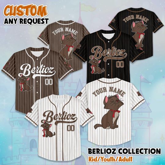 Discover Custom The Aristocats Berlioz Baseball Jersey, Disney Berlioz Baseball Jersey Sports Team, Funny Birthday Gifts For Fans