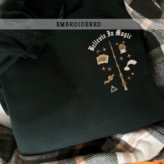 Discover Wizard Wand Shop Embroidered Sweatshirt, Wizard Hoodie, Universal Trip Sweater, Wizard Book Shop, Gift For Book Nerd, Bookish Pullover