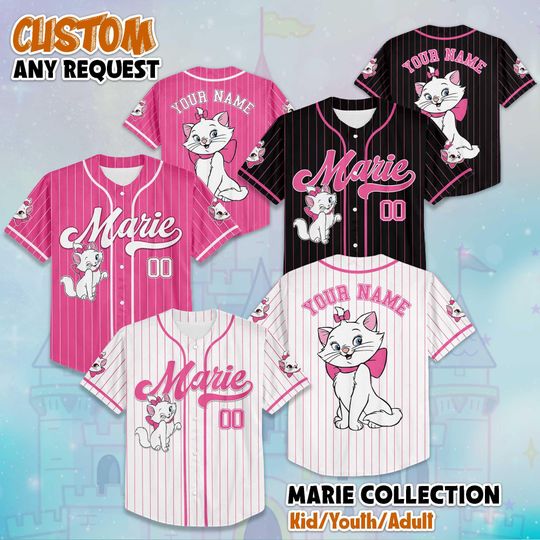 Discover Custom The Aristocats Marie Baseball Jersey, Disney The Marie Cat Baseball Jersey Sports Team, Funny Birthday Gifts For Fans