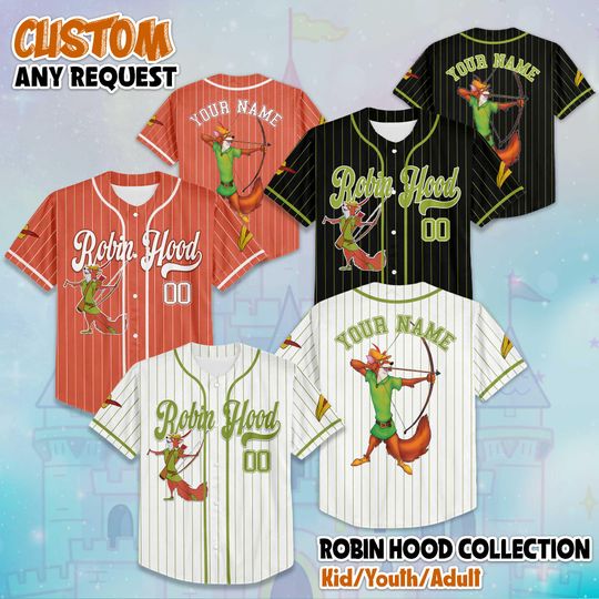 Discover Custom Robin Hood Baseball Jersey, Disney Robin Hood Baseball Jersey Sports Team, Funny Birthday Gifts For Fans, Disneyland Jersey