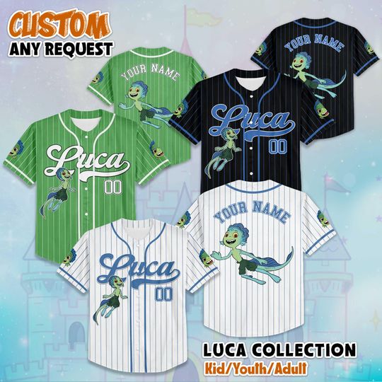 Discover Custom Disney Luca Baseball Jersey, Sea Monster Pixar Jersey, Personalized Jersey for Fans, Matching Disney Trip Outfit