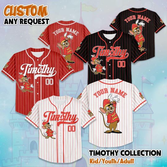 Discover Custom Timothy Q. Mouse Dumbo Baseball Jersey, Disney Baseball Jersey Sports Team, Funny Birthday Gifts For Fans, Elephant Disney Jersey