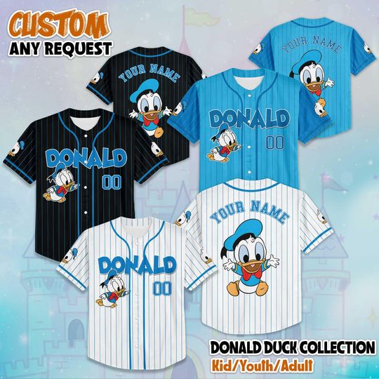 Discover Custom Donald Duck Collection Baseball Jersey, Disney Donald Duck Jersey, Disneyland Baseball Team Outfit, Birthday Gift