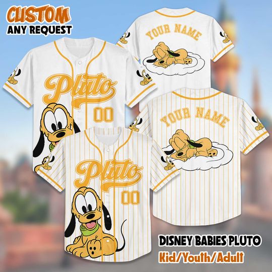 Discover Personalized Disney Babies Pluto Baseball Baseball Jersey, Custom Pluto Dog Baseball Jersey, Disneyland Baseball Team Outfit