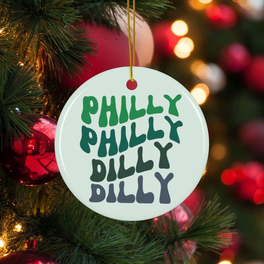 Philly Dilly Ceramic Ornament, Philadelphia Eagles Fan Christmas Gift, sports lover, phillies phanatic, secret santa present, home decor