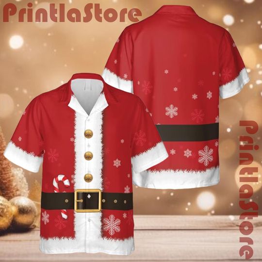 Funny Santa Christmas Hawaiian Shirt, Santa Cosplay Button Down Shirt, Tis The Season Holiday Party Gift for Santa Lovers