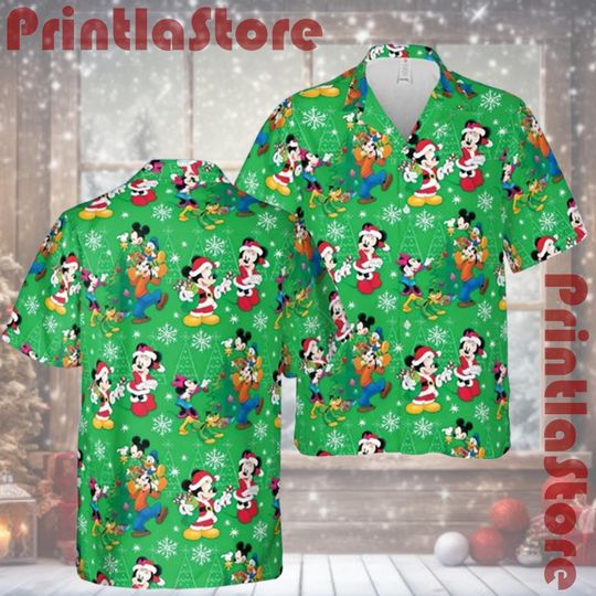 Discover Disney Merry Christmas Hawaiian Shirt, Mickey and Friends Aloha Holiday Shirt, Winter Disney Hawaiian Vacation Tee