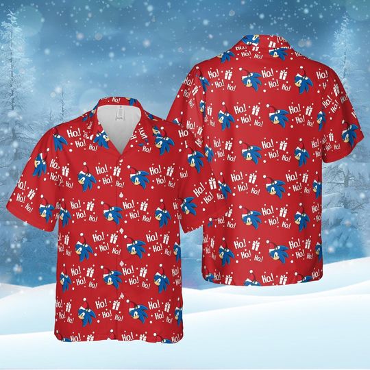 Discover Sonic Santa Hawaiian Shirt, Sonic the Hedgehog Hawaiian Shirt, Winter Christmas Disney Hawaiian