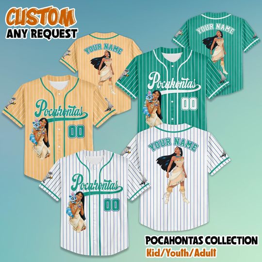 Discover Personalized Disney Pocahontas Collection Baseball Jersey, Custom Pocahontas Baseball Jersey, Disney Princess Shirt, Magic Kingdom Shirt