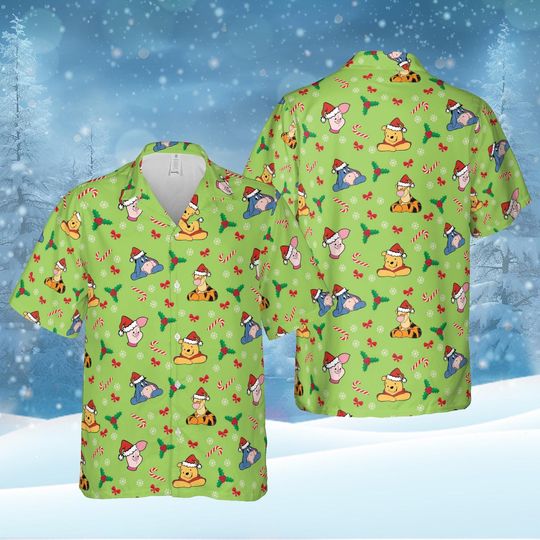 Discover Winnie The Pooh Christmas Hawaiian Shirt, Winnie The Pooh Christmas Hawaiian Shirt, Winter Christmas Disney Hawaiian