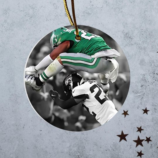 Philly Football Ornament Saquon Barkley Hurdle Fly Eagles Fly Keepsake Bang Go Birds Gang Decor Philadelphia Fan Chrismast Gift
