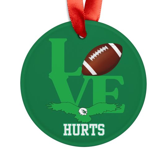 Eagles 'Love Hurts' Christmas Tree Ornament: Green Acrylic Holiday Decoration