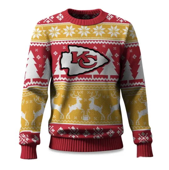Discover 2025 Christmas Chiefs Reindeer Football Ugly Sweater