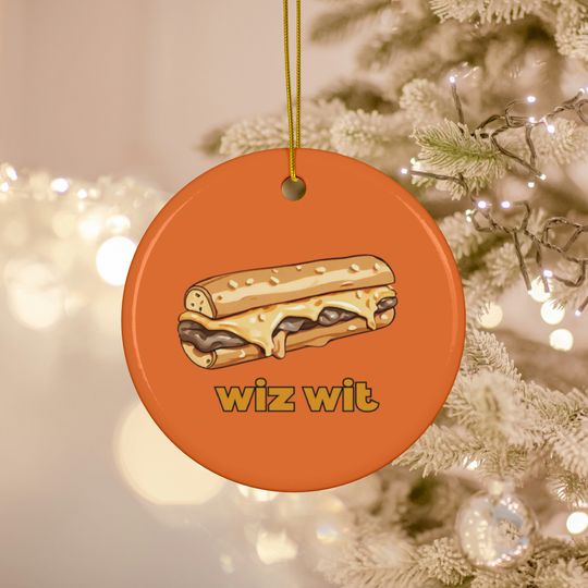 Philly Wiz Wit Ornament, Christmas Philadelphia Cheesesteak Ceramic Ornament, holiday gift for philly jawns, homesick, secret Santa gift