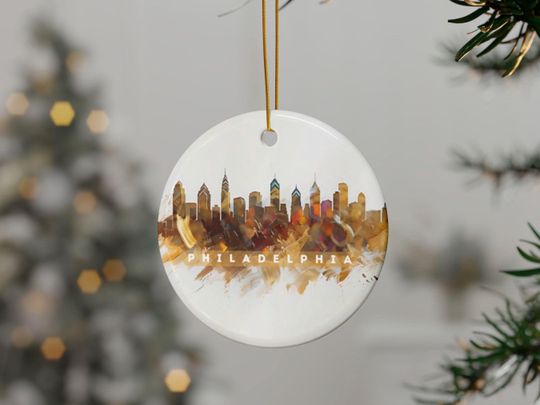 Discover Modern Philadelphia Skyline Ornament, Christmas Holiday Decor, Housewarming Present