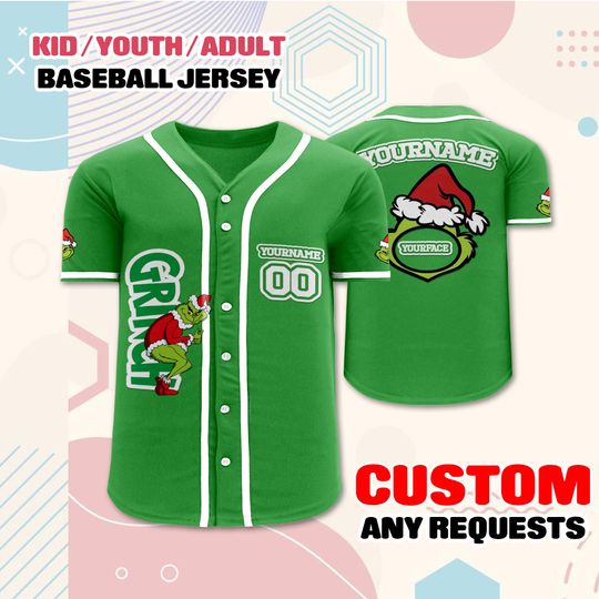 Discover Custom funny character Baseball Jersey, Funny Christmas Shirt with Personalized Name & Number, Holiday Outfit for Kids And Adults