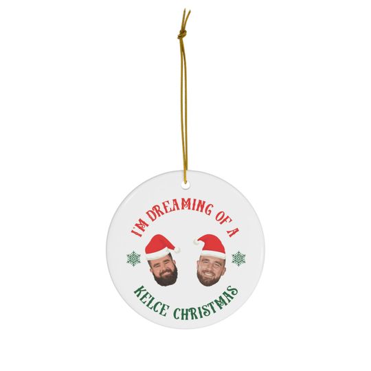 Discover Kelce Brothers Christmas Ornament: New Heights Podcast, Eagles & Chiefs Fan Gift