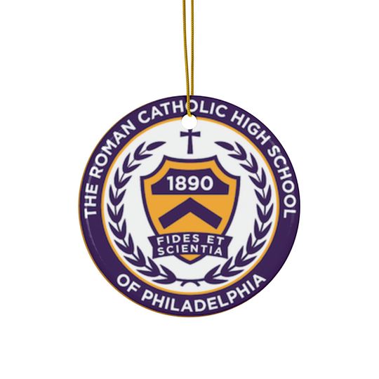 Discover Personalized Roman Catholic High School Ceramic Christmas Tree Ornament, Customized Philadelphia