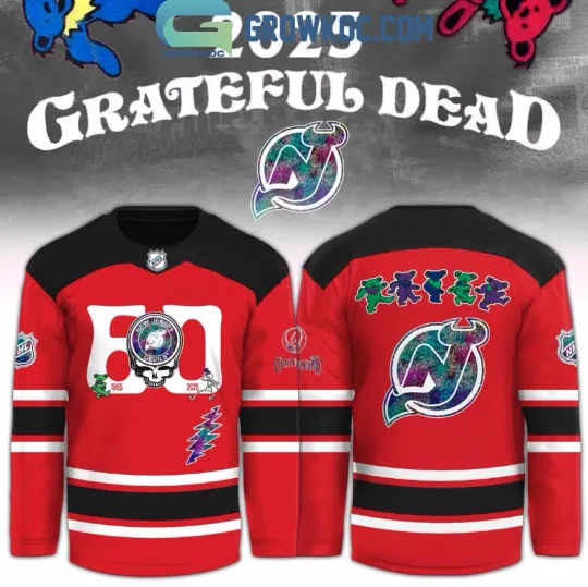 Discover New Jersey Devil X Grateful Dad 60 Years Hockey Jersey, Gift For Fans