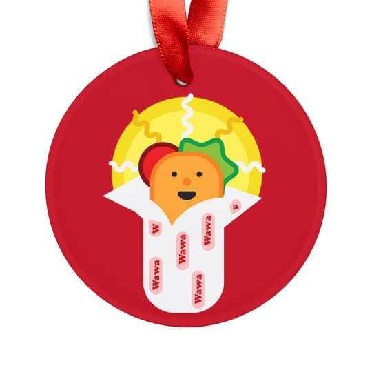 Christmas Acrylic Ornament, Baby Hoagie Jesus with Ribbon, Wawa Philly Philadelphia Food Joke Hilarious Housewarming Gift, Holiday Decor,