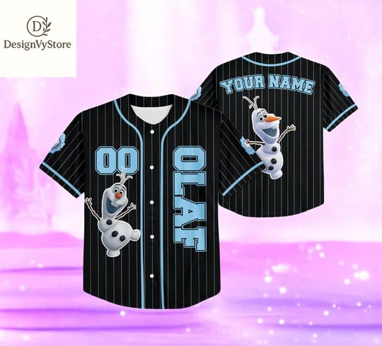Discover Personalized Olaf Baseball Jersey, Disney Anna Elsa Shirt, Custom Name Number Pinstripe Tee, Snowman Fan Gift