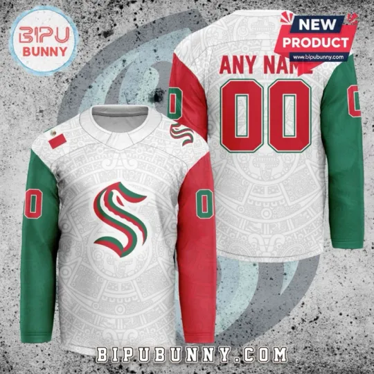 Discover Custom Nhl Seattle Kra*ken Mexican Heritage Hockey Jersey, Gift For Fans