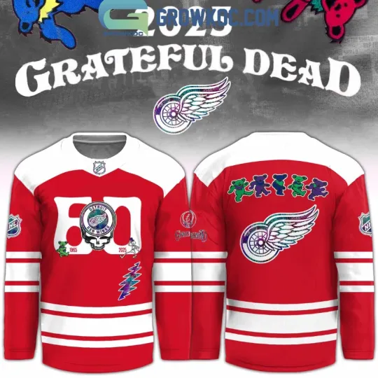 Discover Detroit Red Wing X Grateful Dad 60 Years Hockey Jersey, Gift For Fans