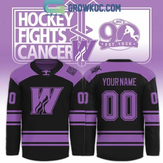 Discover Personalized Calgary Wrangler X Hockey Fights Cancer 2025 Black Hockey Jersey