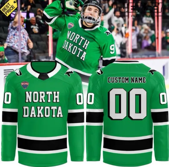 Discover Personalized North Dakota Fighting Hawk Special New 2025 Hockey Jersey Green