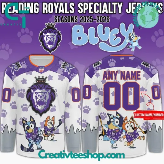 Discover Personalized Reading Royal X BlueyDad Day 2025 Hockey Jersey