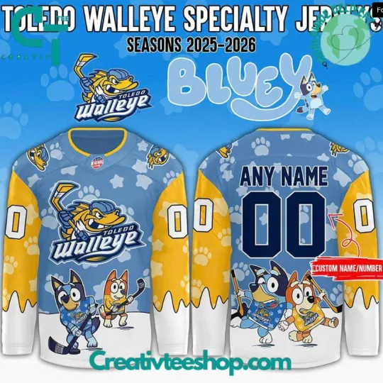 Discover Personalized Toledo Wall*eye X BlueyDad Day 2025 Hockey Jersey