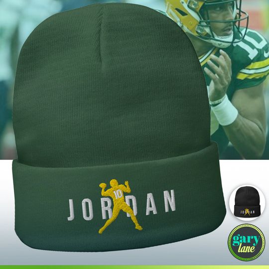 Jordan Love Embroidered Beanie, Green Bay Packers Air Love Winter Hat, WI Sports Fan Gift, Go Pack Green Gold, Lambeau LaFleur Titletown