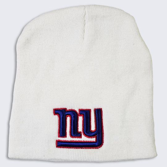 Discover New York Giants Vintage Y2K Super Bowl XLII Beanie Cap Hat - Stitched On Logos - White Color - Football football - 8 in by 7.5 in - FREE Shipping