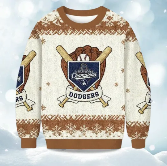 Discover 2025 Dodgers World Series Back To Back Christmas Ugly Sweater