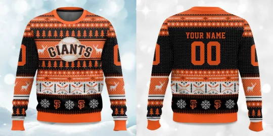 Discover Personalized 2025 Christmas Giants Baseball Ugly Sweater