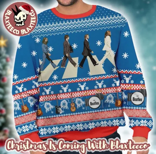 The Beatles Abbey Road Xmas Gifts For Fan 2025 Holiday Ugly Sweater