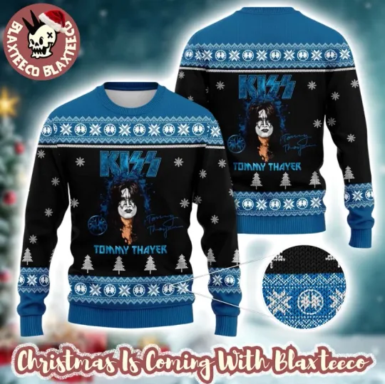 Kiss Band Tommy Thayer With Signature Holiday Ugly Christmas Sweater