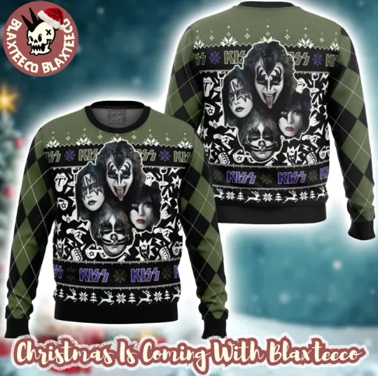 Kiss Band Rock And Roll Ugly Christmas Sweater