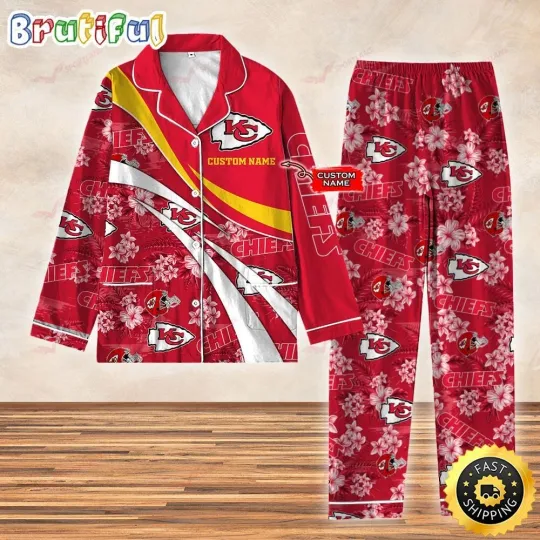 Discover Kansas Pajama Set – Football Lounge Wear, Red Team Print Sleep, hallowen