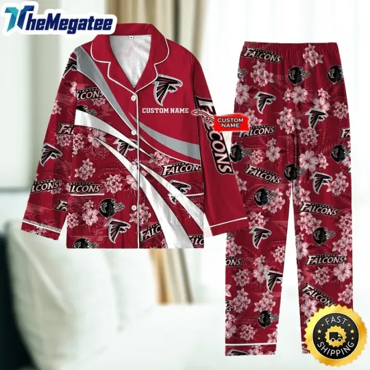 Atlanta Pajama Set – Football Lounge Wear, Red Team Print Sleep