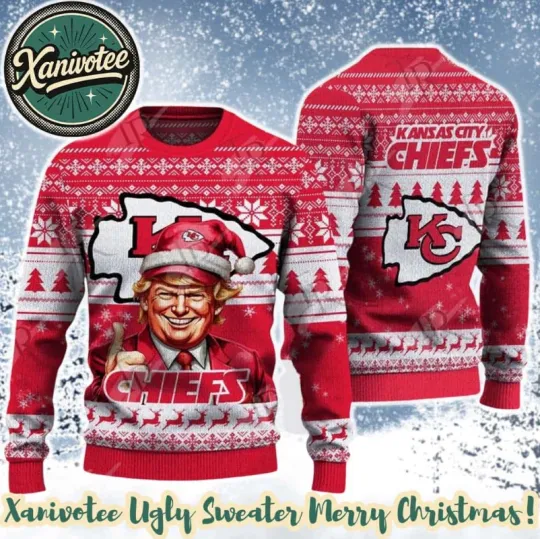Discover Kansa City Chief Team football X Donald Trump 2025 Ugly Christmas Sweater