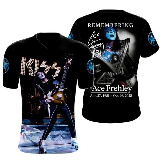Unisex Ace Frehley 1951–2025 3D Graphic Tee Tribute Rock Band Shirt, Gift For Fan