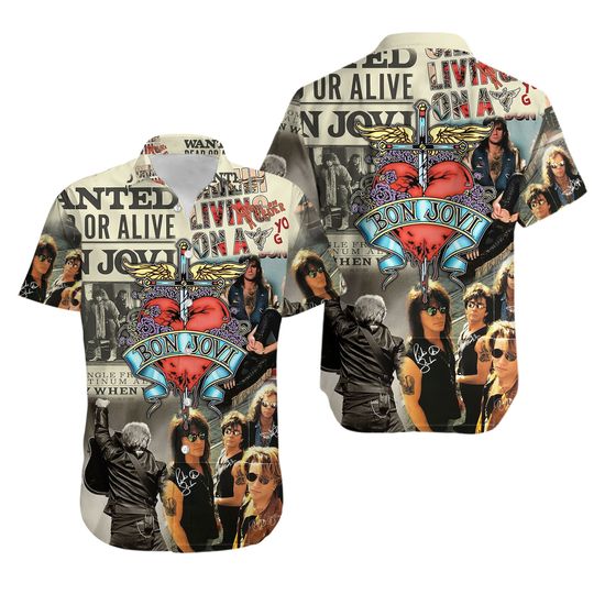 Bon Jovi Hawaii Shirt, Bon Jovi Rock Shirt, Bon Jovi Merch Shirt, Bon Jovi Button Shirt, Button Up Shirt, Bon Jovi Shirt, Summer Shirt