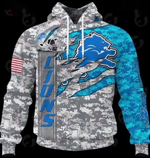 Detroit Camo Lions Football Team Personalized All Over Print 3D Hoodie