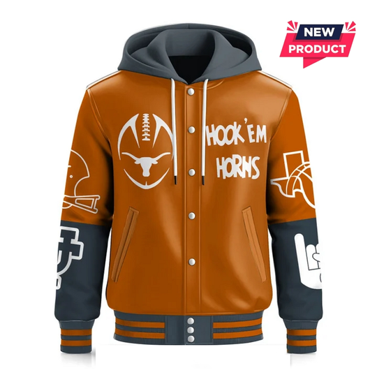 Texas Longhorns Football Hooded Varsity Jacket