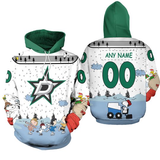 Custom Dallas Stars Special Peanuts Ice Skating Design Hoodie Unsiex