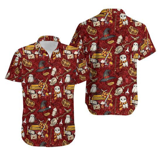 Wizard Fabric Items Harry Potter All Over Print Red Hawaiian Shirt