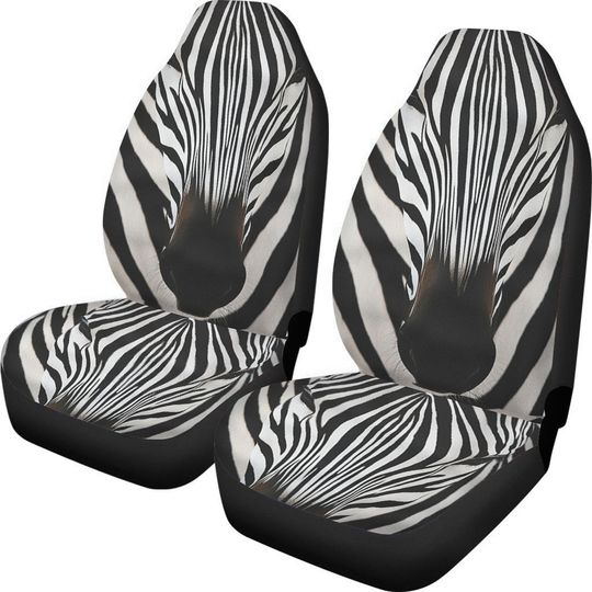 Zebra Print Car Seat Covers - Stylish Auto Accessories, Animal Lover Gift, Car Interior Decor, Unique Car Gifts, Road Trip Essentials