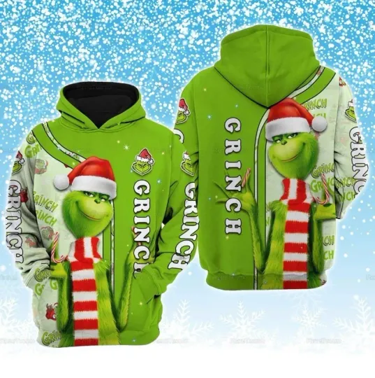Discover funny character Merry Christmas All Over Print 3D Hoodie, Grin Merry Xmas
