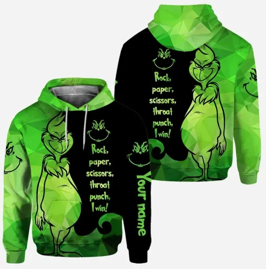 Discover Custom Name funny character Merry Christmas All Over Print 3D Hoodie, Grin Merry